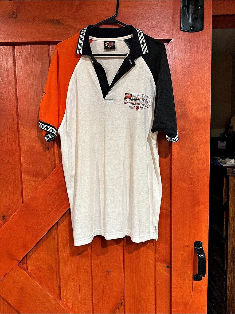 Harley-Davidson Color Block Polo in White & Black